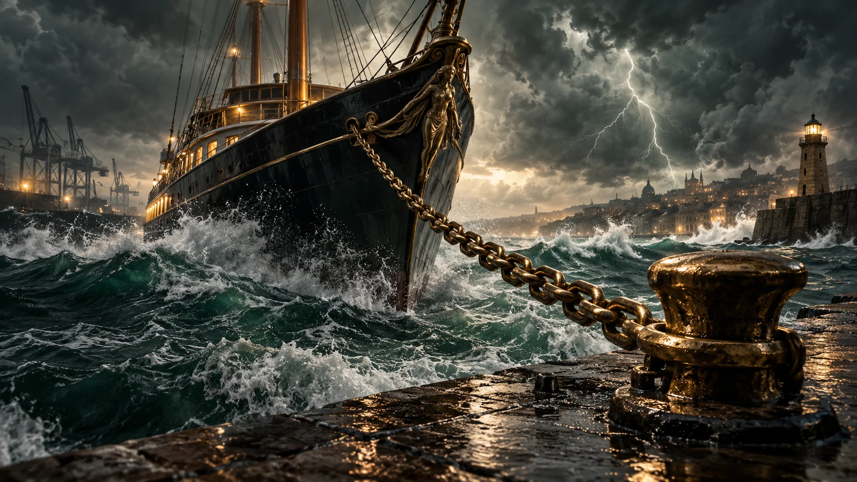 A ship remains bound by a contractual chain in a financial storm